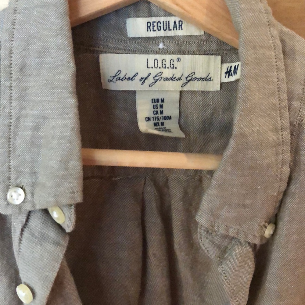 LOGG linen button down shirt long sleeve men